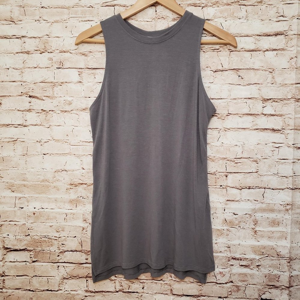 Athleta XS Tank Top Gray Sleeveless Side Split